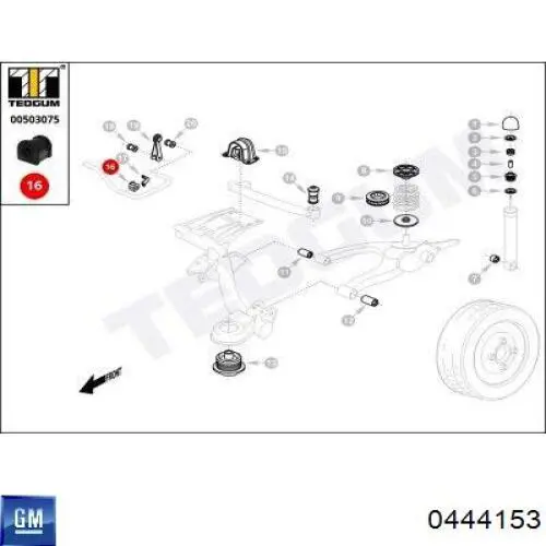 0444153 General Motors casquillo de barra estabilizadora trasera