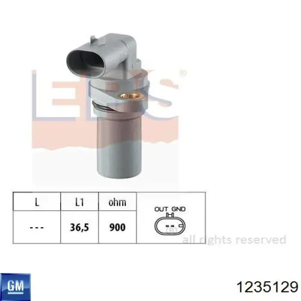 1235129 General Motors sensor de posición del cigüeñal