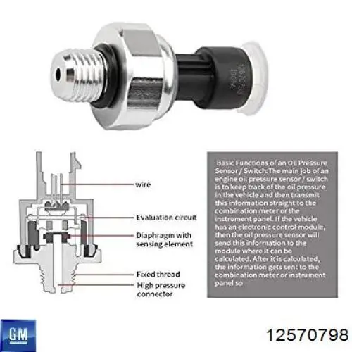 12570798 General Motors indicador, presión del aceite