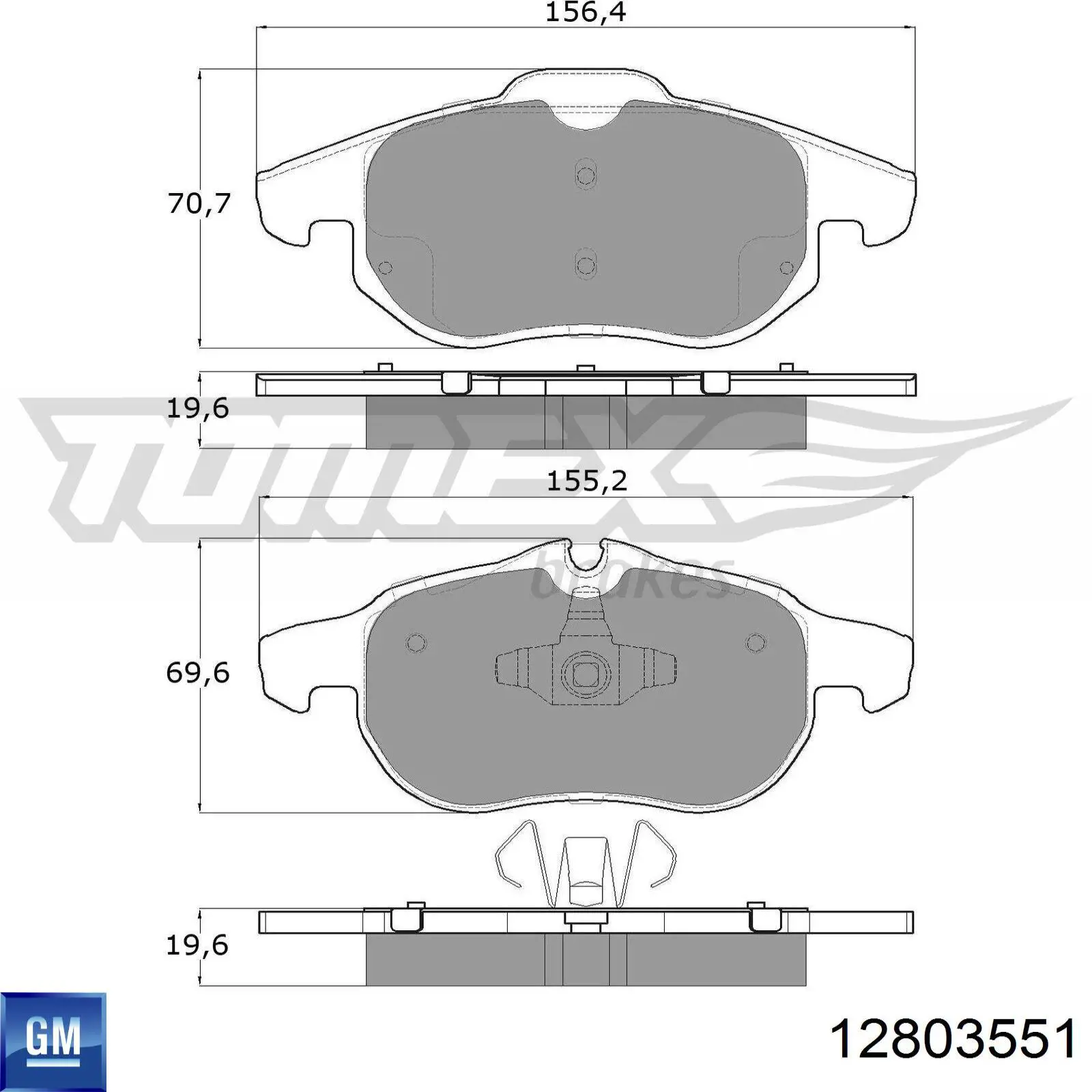 12803551 General Motors pastillas de freno delanteras