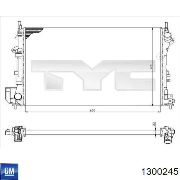 1300245 General Motors radiador refrigeración del motor