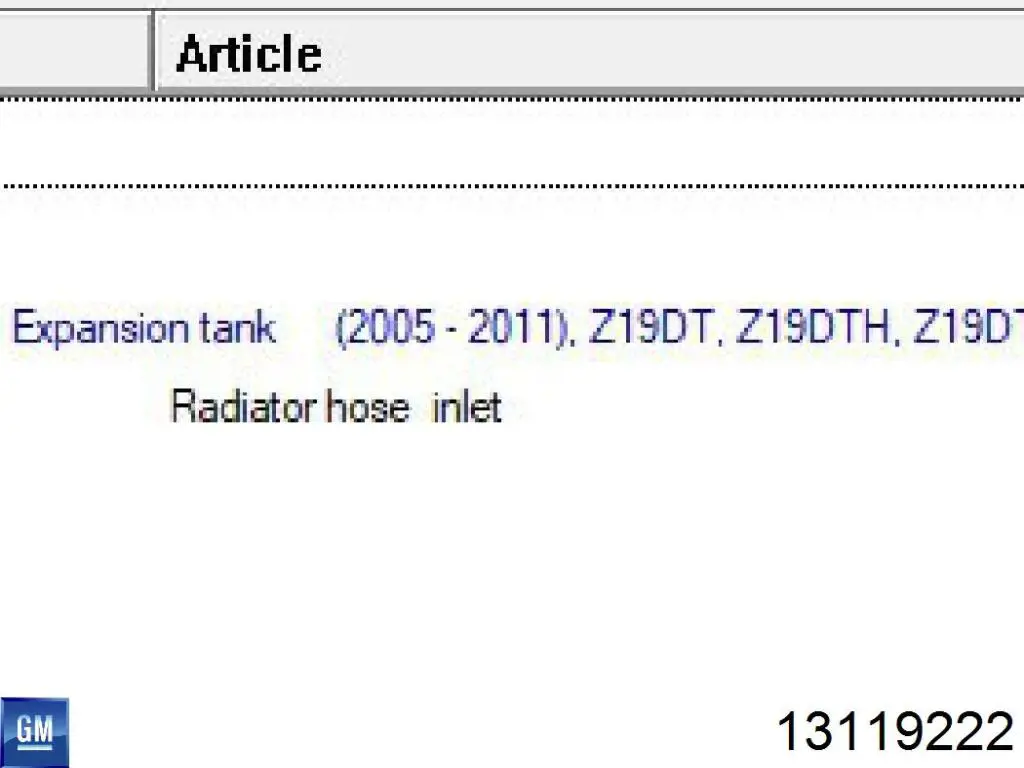 13119222 General Motors tubería de radiador arriba