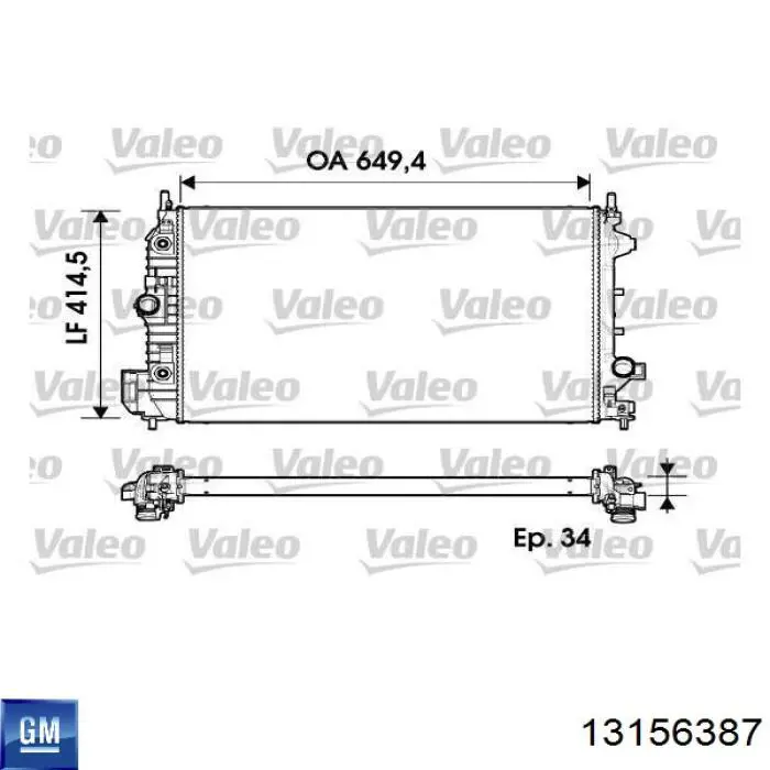 13156387 General Motors radiador refrigeración del motor