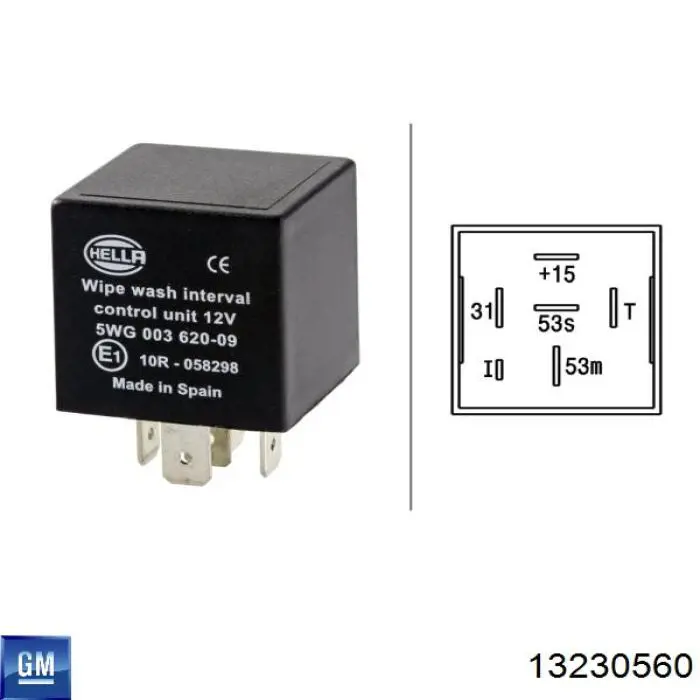 13230560 General Motors relé de intermitencia del limpiaparabrisas