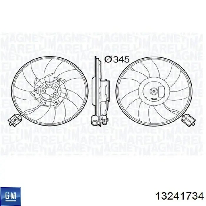 13241734 Opel ventilador (rodete +motor refrigeración del motor con electromotor derecho)