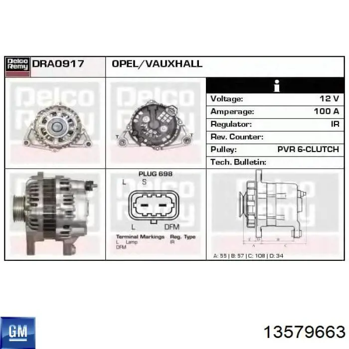 13579663 General Motors alternador