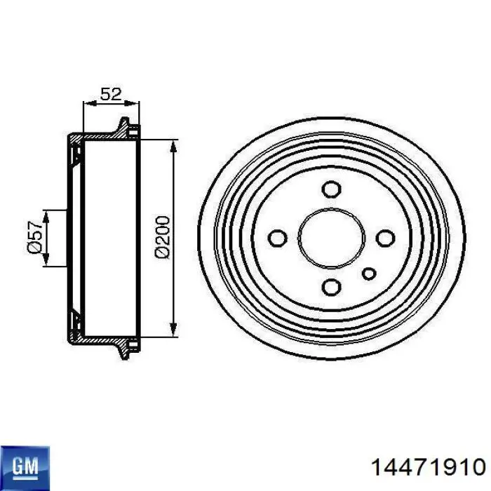 14.4719.10 General Motors freno de tambor trasero