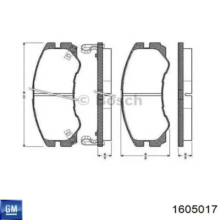 1605017 General Motors pastillas de freno delanteras