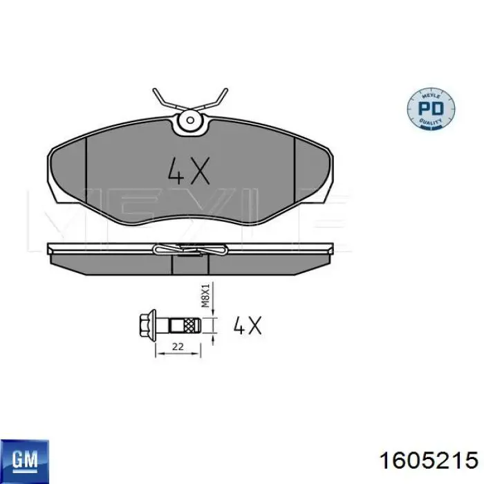1605215 General Motors pastillas de freno delanteras