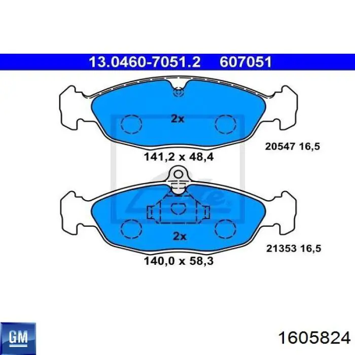 1605824 General Motors pastillas de freno delanteras