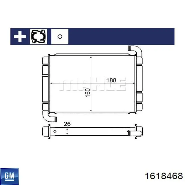 1618468 General Motors radiador de calefacción
