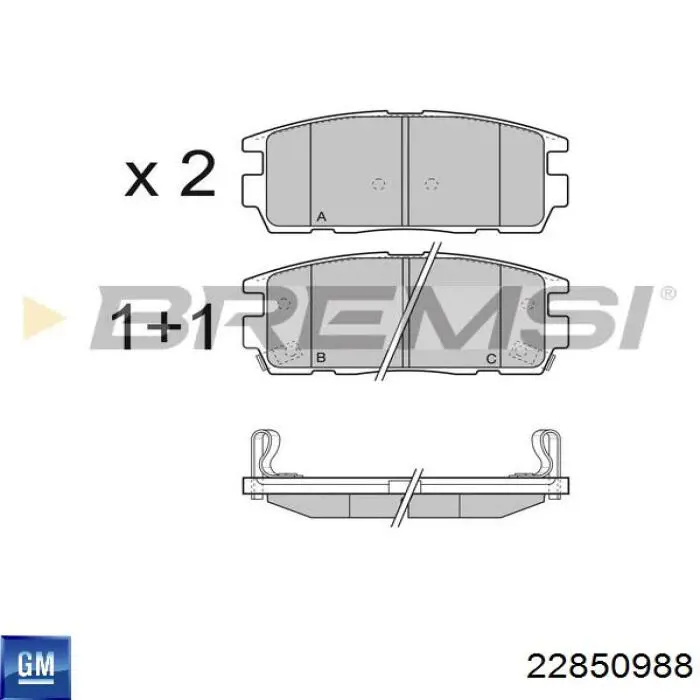 22850988 General Motors pastillas de freno traseras