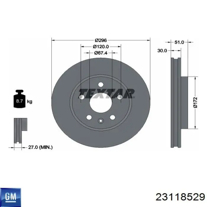 23118529 General Motors freno de disco delantero