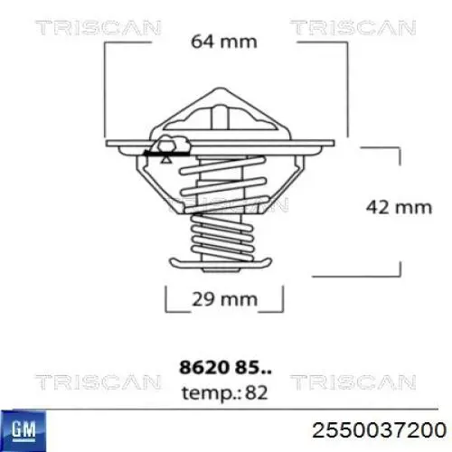 2550037200 General Motors termostato, refrigerante