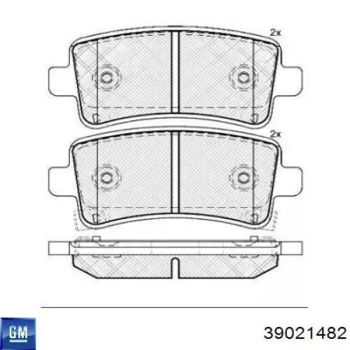 39021482 General Motors pastillas de freno traseras