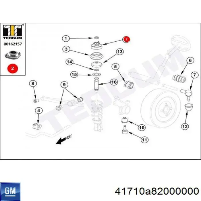 41710A82000000 General Motors soporte amortiguador delantero