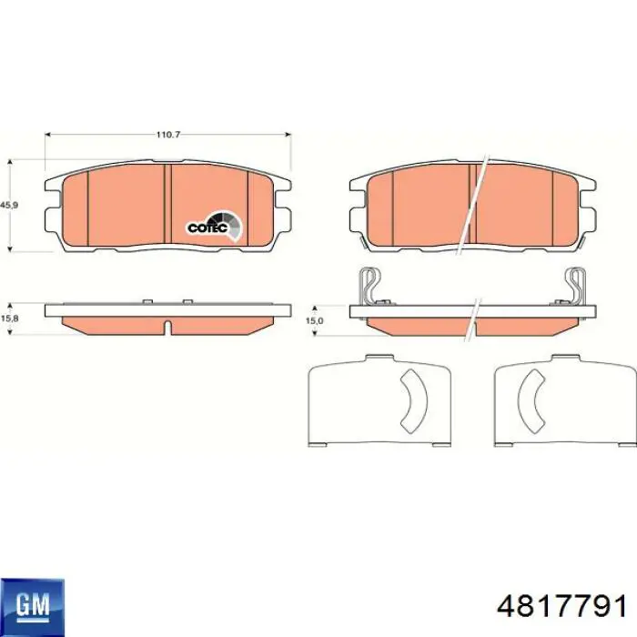 4817791 General Motors pastillas de freno traseras