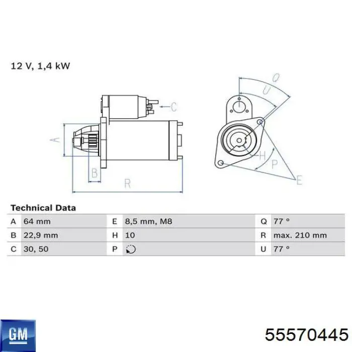 55570445 General Motors motor de arranque