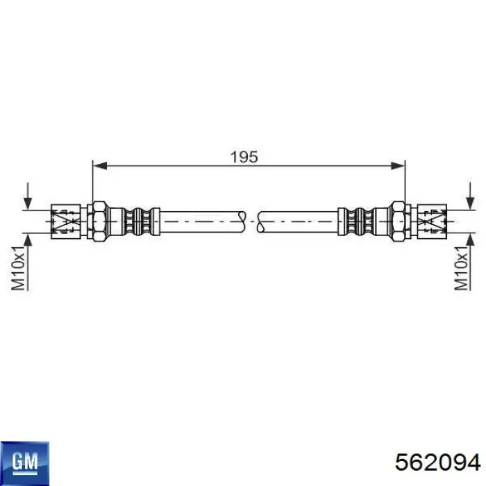 562094 General Motors tubo flexible de frenos trasero