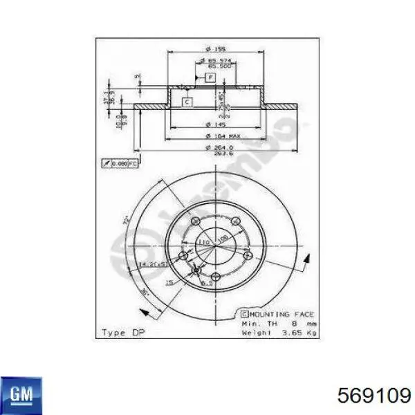 569109 General Motors disco de freno trasero