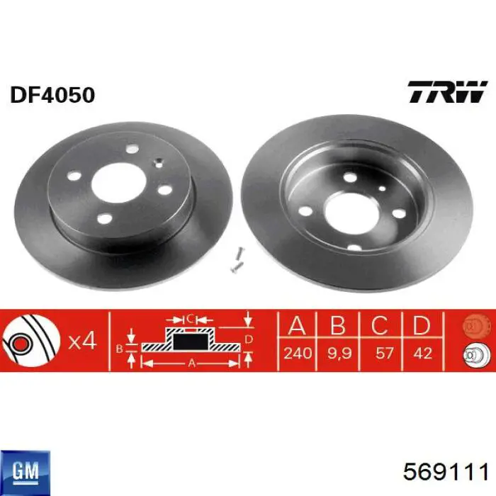 569111 General Motors disco de freno trasero