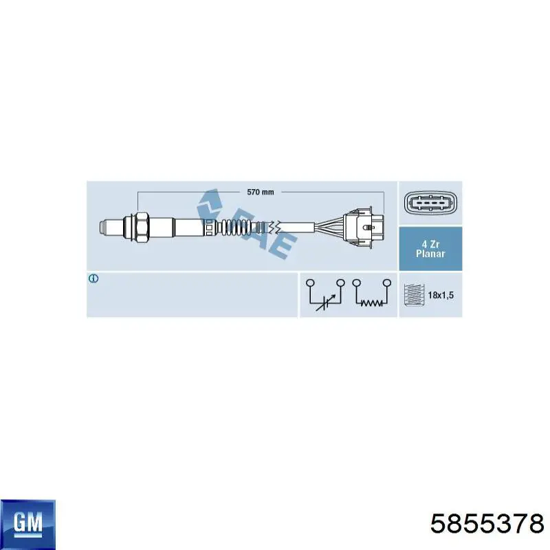 5855378 General Motors sonda lambda sensor de oxigeno post catalizador