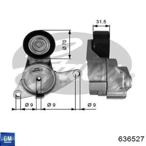 636527 General Motors polea inversión / guía, correa poli v