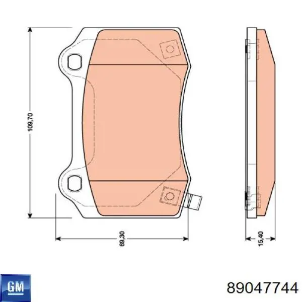 89047744 General Motors pastillas de freno traseras