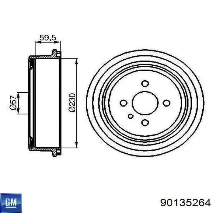 90135264 General Motors freno de tambor trasero