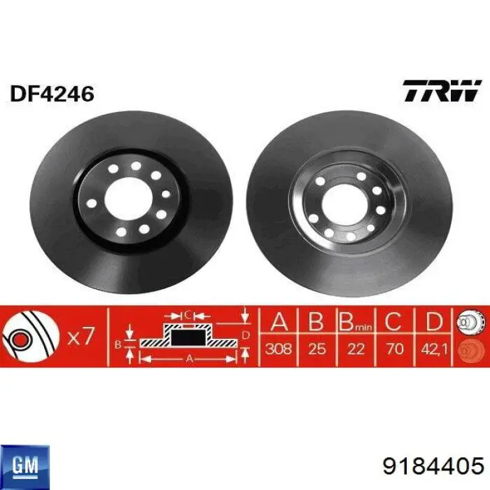 9184405 General Motors freno de disco delantero