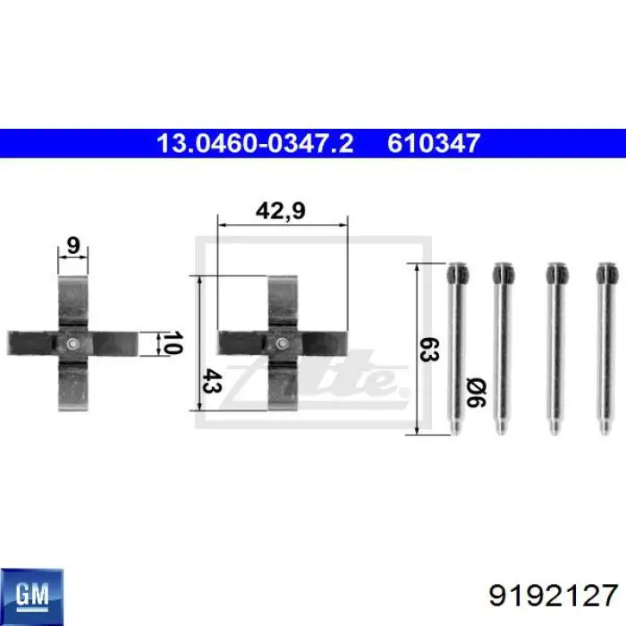 9192127 General Motors juego de reparación, pastillas de frenos