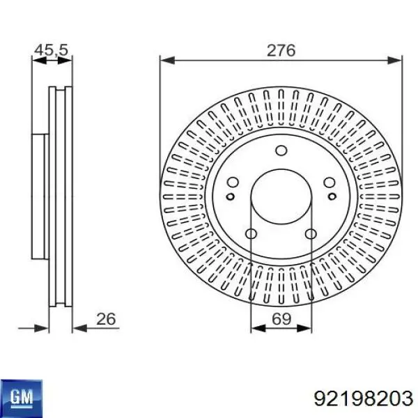 92198203 General Motors freno de disco delantero