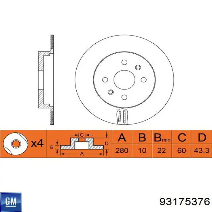 93175376 General Motors freno de disco delantero