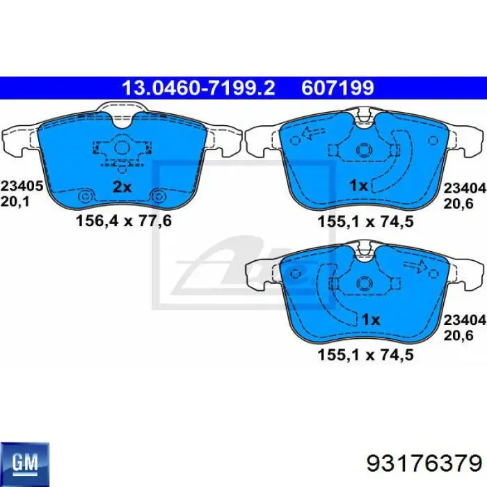 93176379 General Motors pastillas de freno delanteras