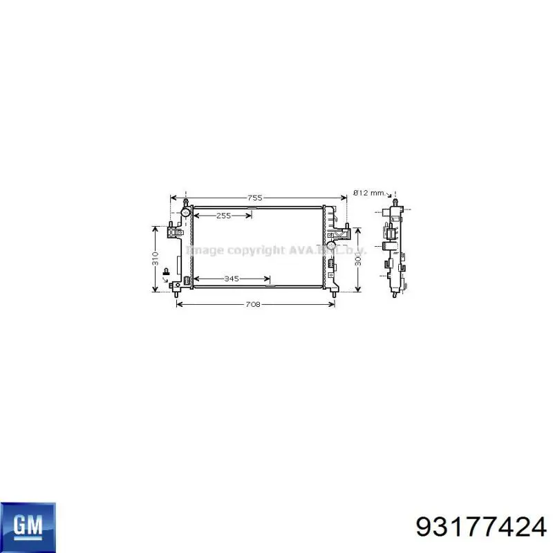 93177424 General Motors radiador refrigeración del motor