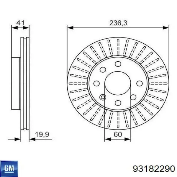 93182290 General Motors freno de disco delantero