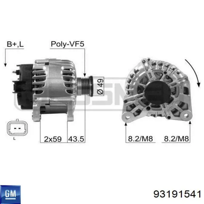 93191541 General Motors alternador