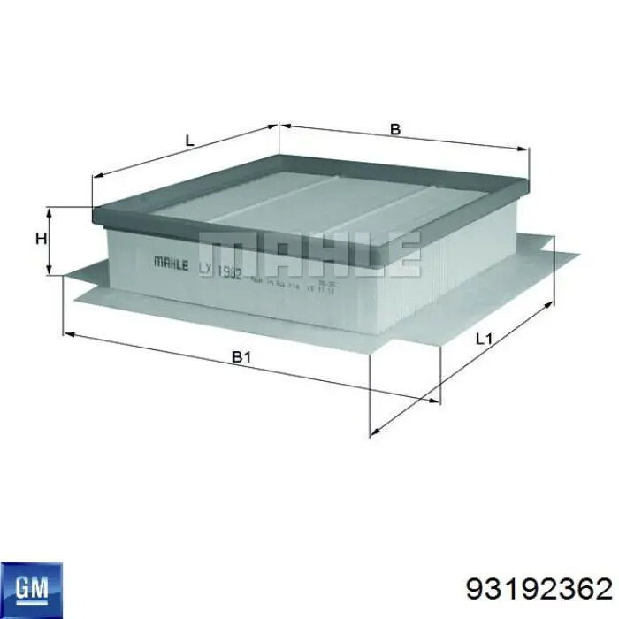 93192362 General Motors filtro de aire