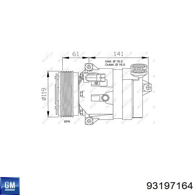 93197164 Opel compresor de aire acondicionado