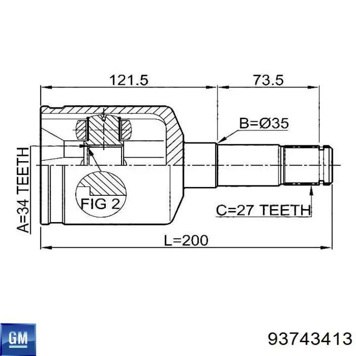 93743413 General Motors junta homocinética interior delantera izquierda