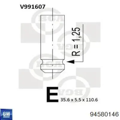 94580146 General Motors válvula de admisión