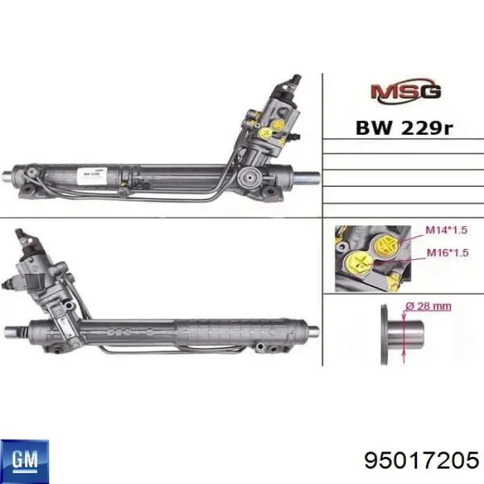 95017205 General Motors cremallera de dirección