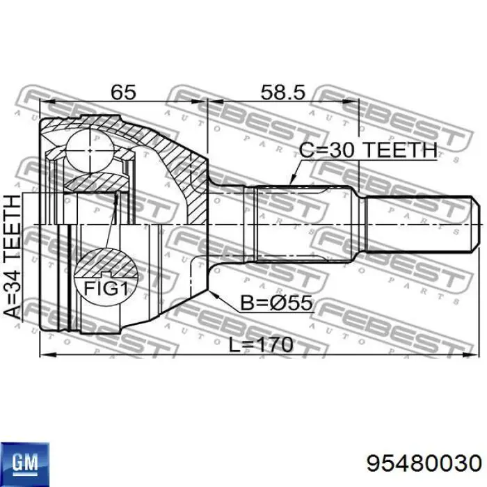 95480030 General Motors árbol de transmisión delantero izquierdo