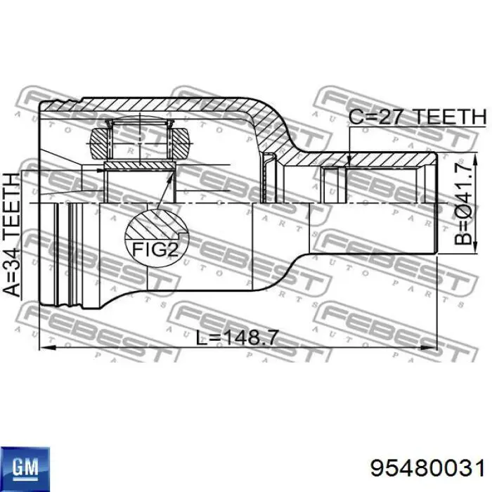 95480031 General Motors árbol de transmisión delantero derecho