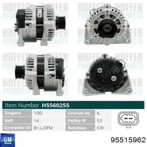 95515959 General Motors alternador