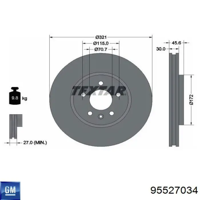 95527034 General Motors freno de disco delantero