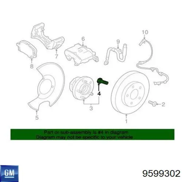 9599302 General Motors tornillo de cubo