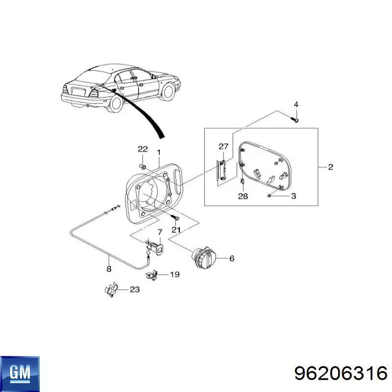  Tapa de la gasolina (depósito de combustible) para Daewoo Leganza KLAV