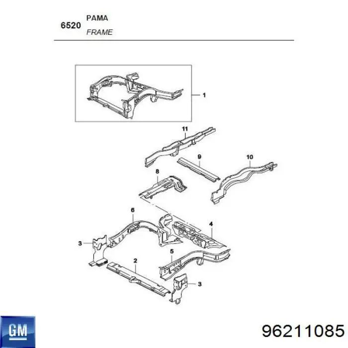 96211085 General Motors larguero delantero izquierdo