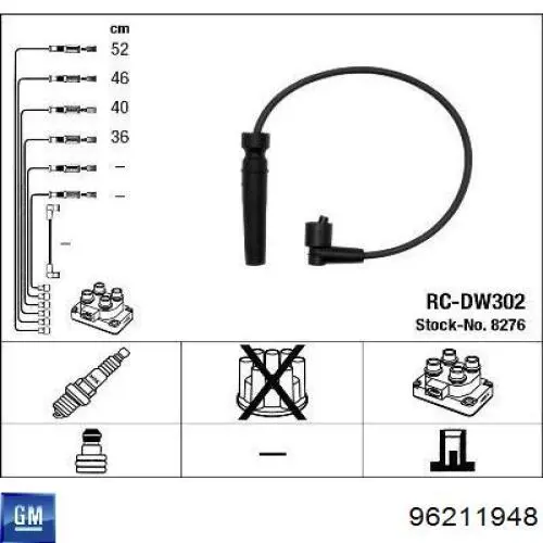 96211948 General Motors juego de cables de encendido